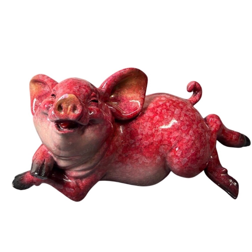 Kitty's Critters Pigmalion Pink Crystalline Glaze Pig Figurine 2003 Collectible